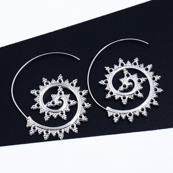 Silver Boho Embellished Ear Wires - Picture 2 of 6